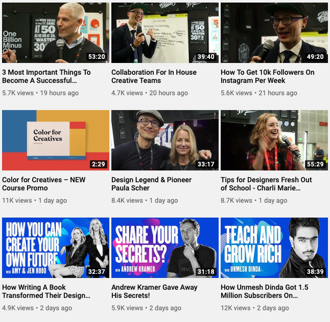 thefuturishere's tweet photo. Mega drop of fresh content our YouTube channel from some of our favorite people: Paula Scher, Sagi Haviv, Andrew Kramer, Unmesh Dinda, Hoodzpah Design, and Charli Marie from our Adobe Max Livestreams!

https://t.co/RCG0LGQyNk https://t.co/yGfUhe9AUA
