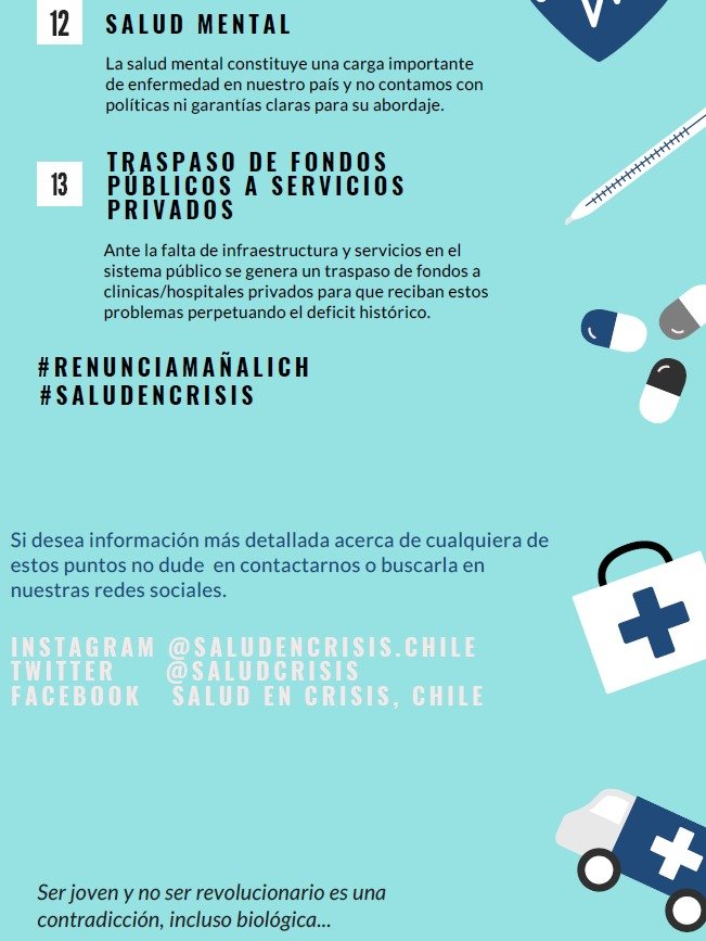 La salud pública sigue en crisis y las medidas parches no responden a las demandas.
Aquí te aclaramos la situación actual del sistema de salud y la necesidad de seguir movilizándonos 💪🏽
#renunciamañalich #saludencrisis #saludsinlucas #masrecursosmejorsalud #chiledesperto