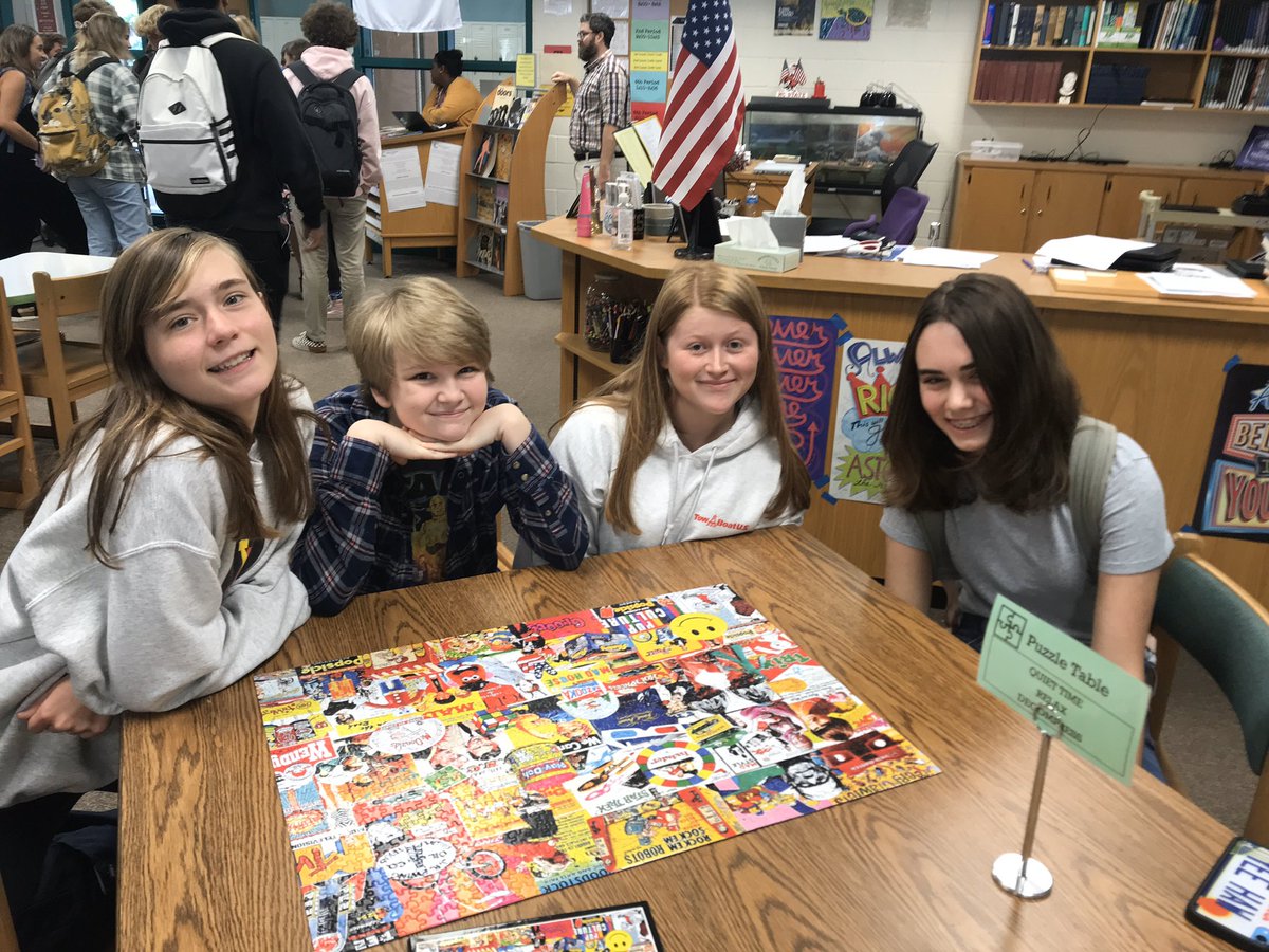 lcm27948's tweet photo. Decompress with puzzles in the MHS LIBRARY! Online classes are challenging! #CheckoutDARE https://t.co/QP0Nf5txWk