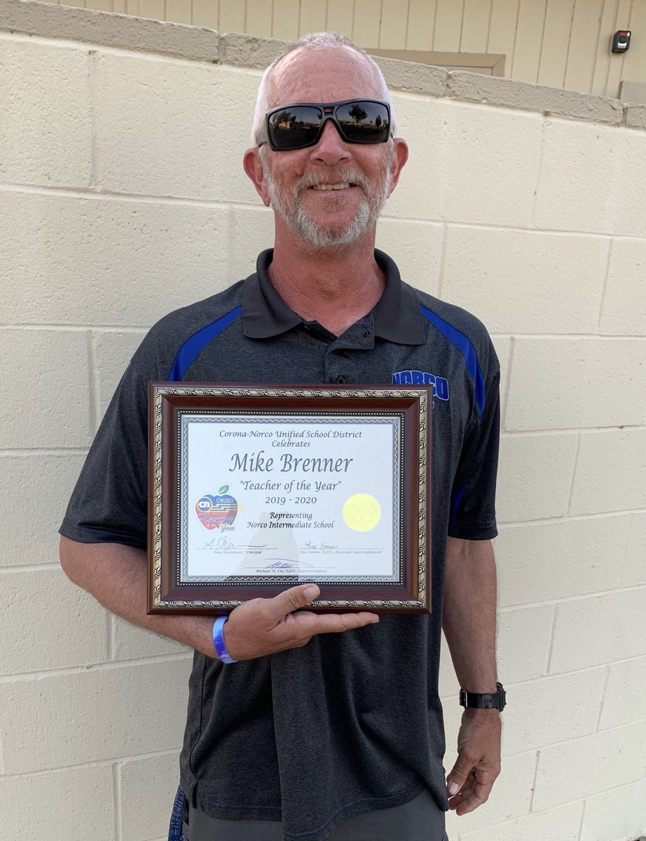 Congratulations Teacher of the Year, Mike Brenner- a true institution on the Norco Intermediate playing fields!