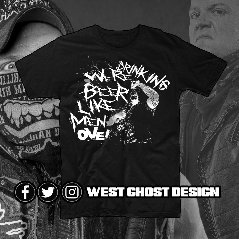 WestGhostDesign's tweet photo. We’re drinking beer like men  #ove! @TheSamiCallihan #westghostdesign not a Official @IMPACTWRESTLING t-shirt but it can be !!! https://t.co/8wNka9uvcI