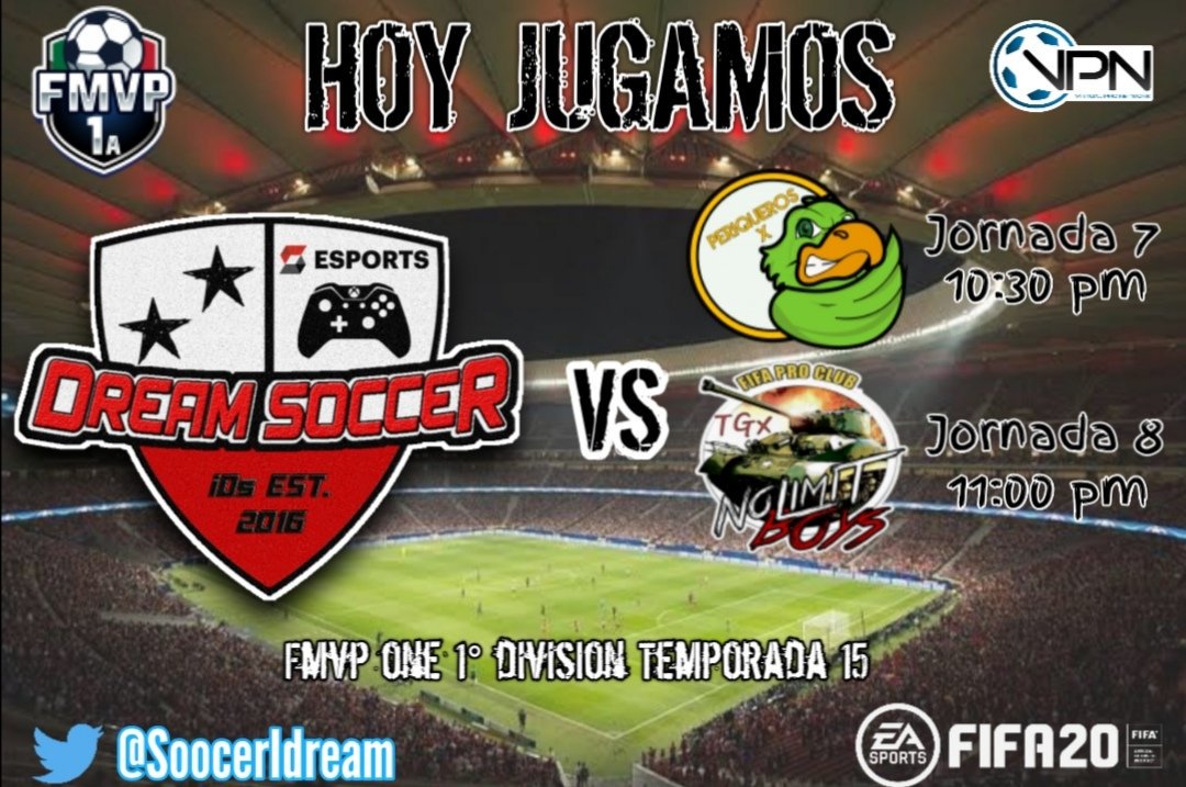 SoccerIdream's tweet photo. Continuamos con la liga FMVP⚽, les presentamos nuestros partidos del día de hoy:
#ForzaiDs #SiempreUnidos #FMVP #1raDiv #ProClubs #VPN #eSports
@VPNGlobal
@VPN_MEXICO https://t.co/fn8TAUmCDy
