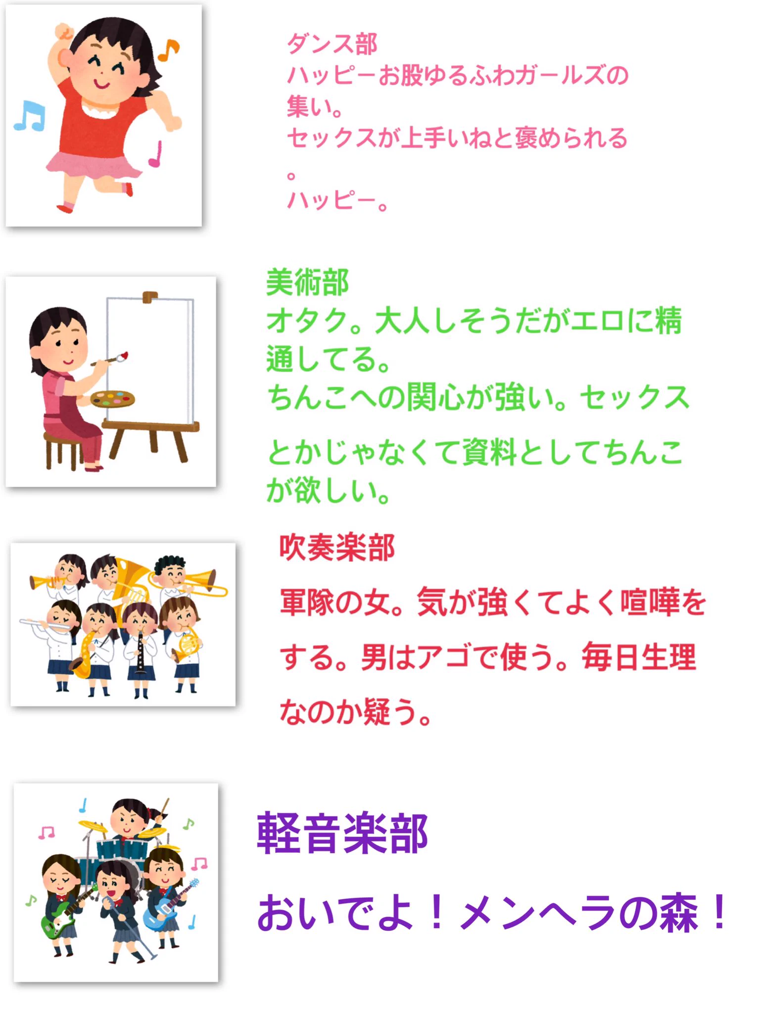 独断と偏見による！元○○部の女のイメージと特徴ｗｗ