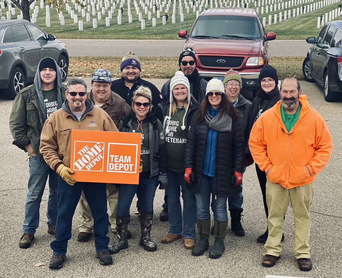 RENOvatorHD's tweet photo. I want to thank this wonderful team for a great day helping clean up at the Ft. Snelling Cemetery. Looks like we will be back after Memorial Day next year! @HomeDepotFound @Trisha2211 @HeidiBlockTHD @DaveHauerTHD @BonnieMcDTHD @EdgarEspejel #choosetoserve https://t.co/rZDJWqSzsc