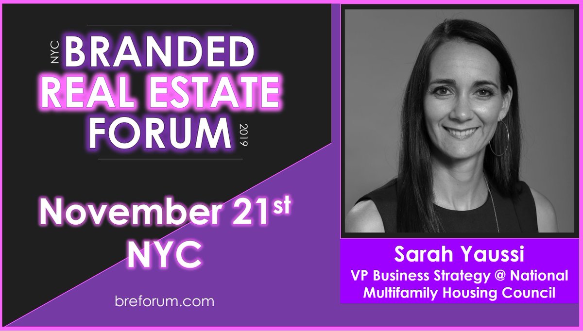 Make sure to catch Sarah Yaussi from <a href="/ApartmentWire/">NMHC</a> give the skinny on "New York Region Multifamily Market Landscape &amp; Trends" Nov. 21st in Midtown: breforum.com #multifamily #rentaleconomy #PropTech