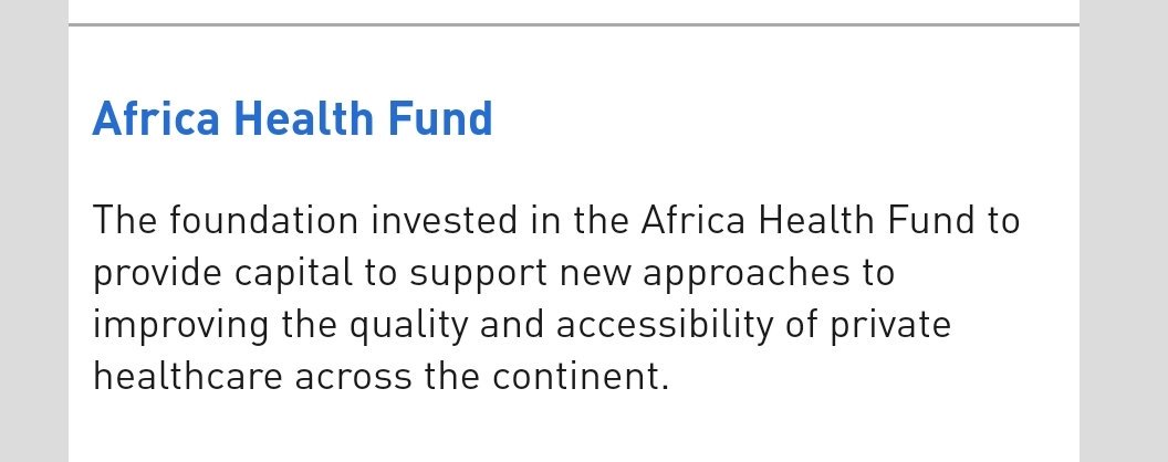 Americans: Remember how well our healthcare system works with private health insurance companies and hospitals that try to profit off of everything? What could possibly go wrong in doing the same thing in Africa?(Another investment by  @BillGates )