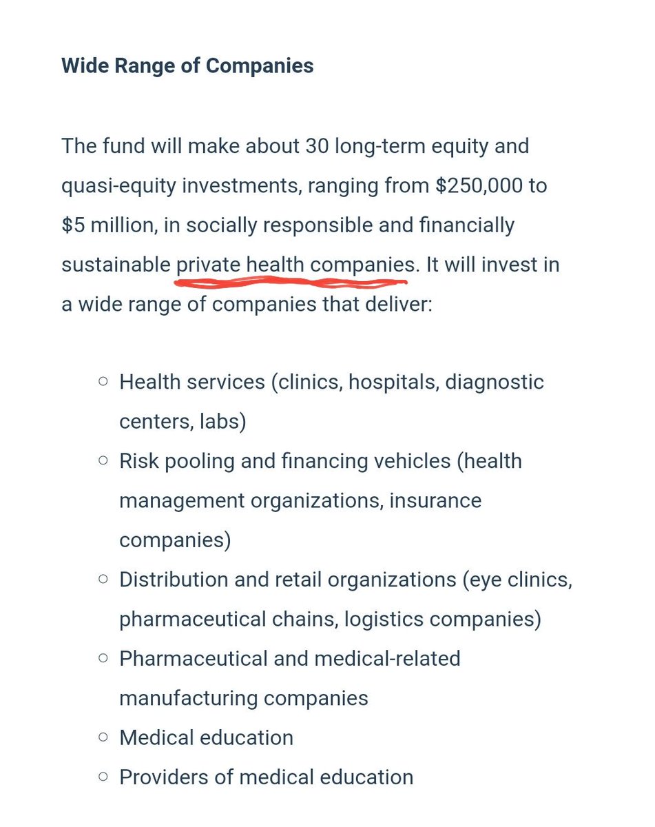 Americans: Remember how well our healthcare system works with private health insurance companies and hospitals that try to profit off of everything? What could possibly go wrong in doing the same thing in Africa?(Another investment by  @BillGates )