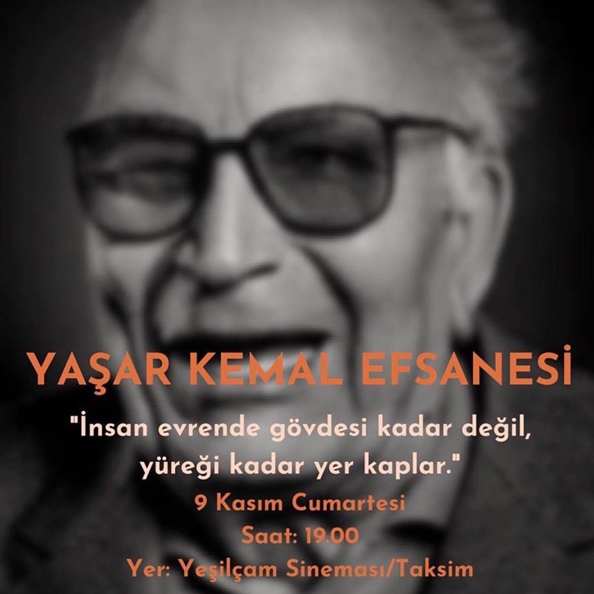 Yaşar Kemal Efsanesi belgeseli 1-14 Kasım 2019 tarihleri arasında gösterimlerinde devam ediyor. 09 Kasım 17 ve 19 seansları yönetmen Aydın Orak katılımı ile Vault34 Yeşilçam Sineması'nda <a href="/aydin_orak/">AYDIN ORAK</a>