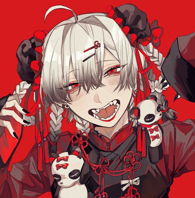 「fangs white hair」 illustration images(Oldest)