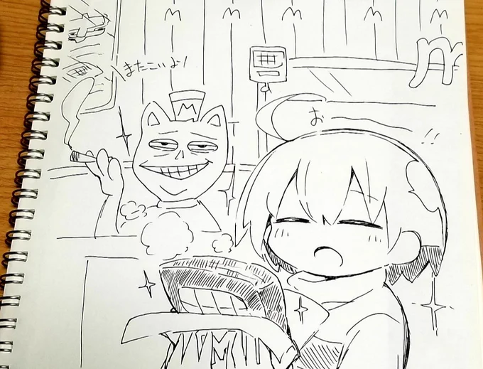 友だちとやってる交換絵日記に初めてバガパン描いたんだけど...じわる(   ¯꒳¯ ) 