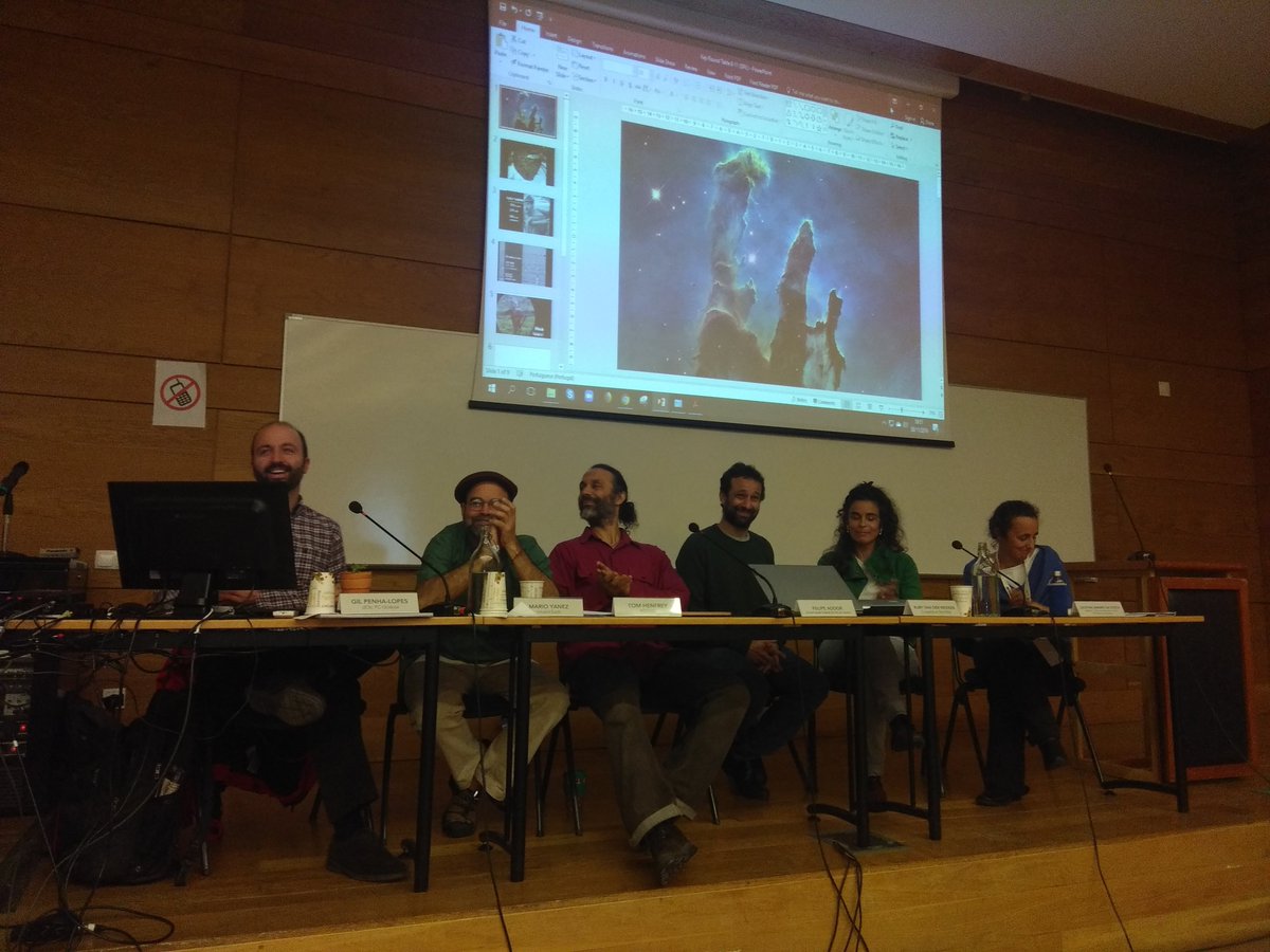 anamaresteves's tweet photo. Keynote Roundtable #3, with Mário Yanez, Tom Henfrey, Felipe Addor, Ruby van der Wekken and Cristina Amaro da Costa. Moderated by @gil_penhalopes . #SSEC2019 @CEI_IUL @CE3CResearch @ISCTEIUL https://t.co/x8OxFkhMrC