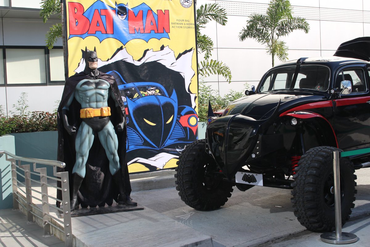 eaglebroadcast's tweet photo. The life-sized comic characters are here! #ebcpopcon You can see Batman and his Bat Mobile, Superman, Wonder woman, Spiderman and more... https://t.co/J9vGRnRrAz