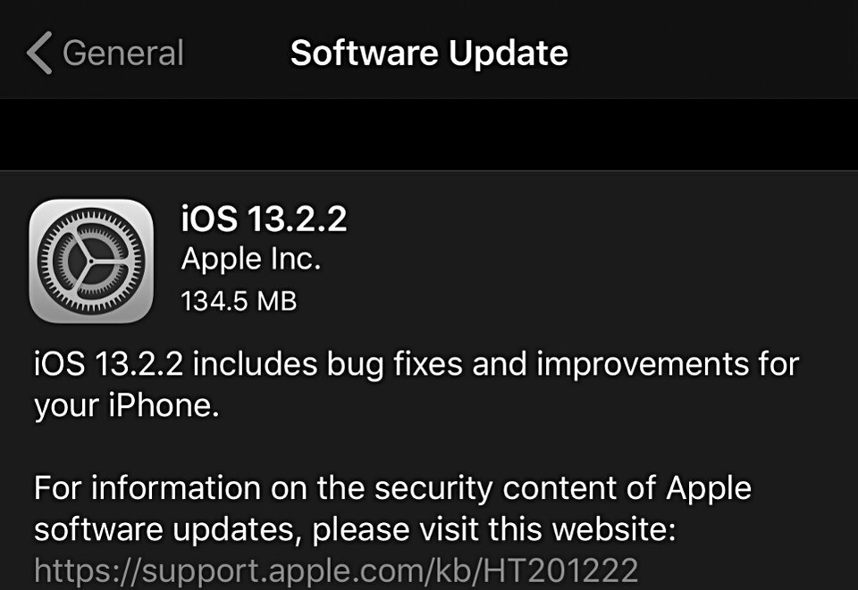 BootTerns's tweet photo. New updates from #iOS.  #Apple Releases iOS 13.2.2 #iOS1322 https://t.co/EIWtwCWEEe