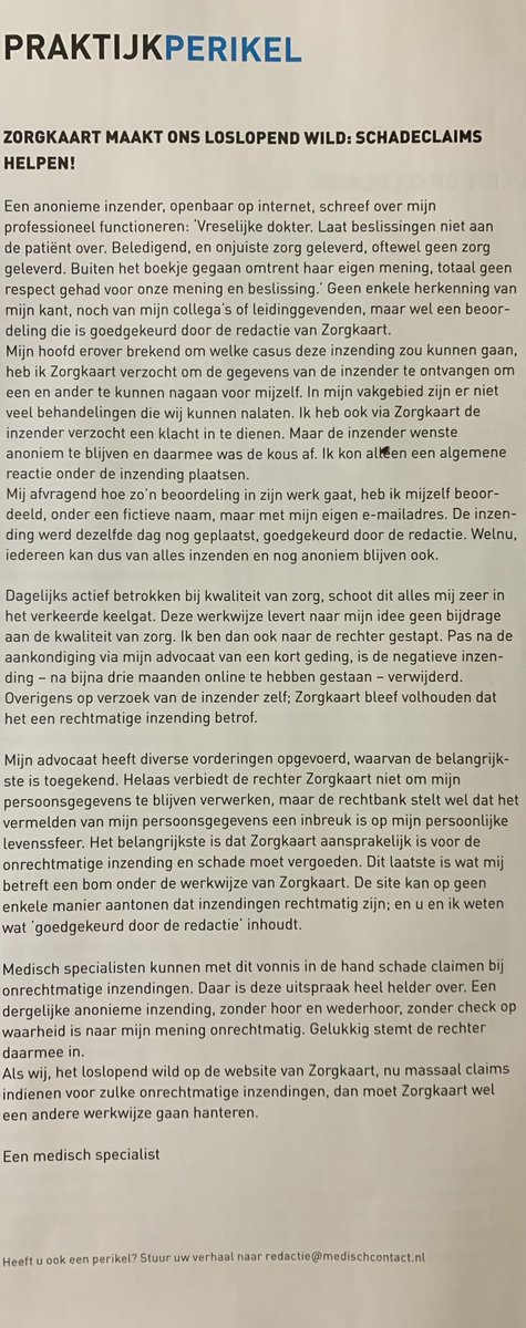 Het gevaar van ⁦<a href="/ZorgkaartNed/">ZorgkaartNederland</a>⁩ helder uitgelegd in ⁦@medischcontact⁩