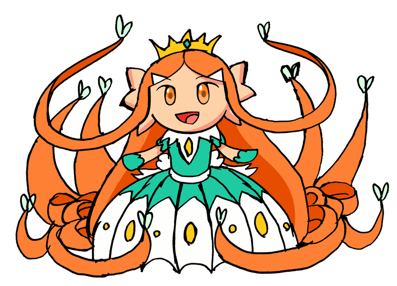 アンフェロス Twitterren トマトアドベンチャーの アレサのお姫様姿の妄想絵 ピーマン色の緑とアレサ色のオレンジ