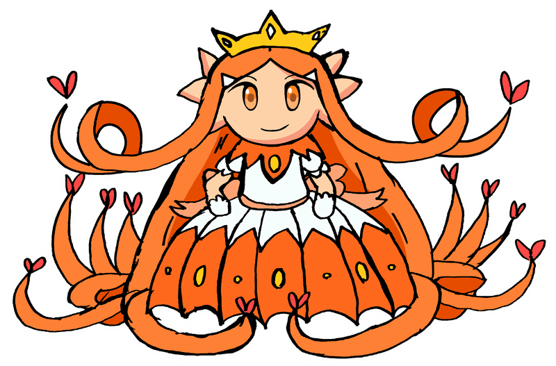 アンフェロス Twitterren トマトアドベンチャーの アレサのお姫様姿の妄想絵 ピーマン色の緑とアレサ色のオレンジ