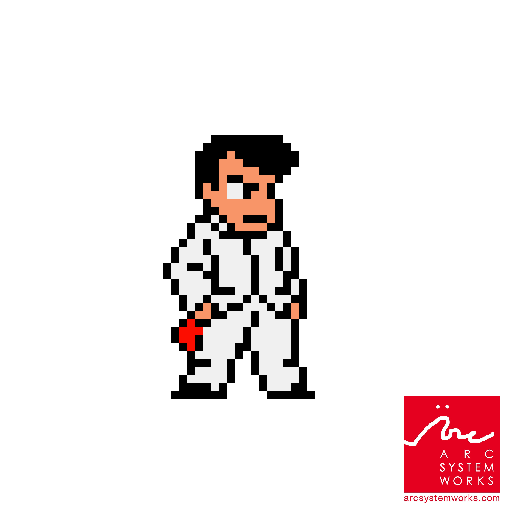 アークシステムワークス公式ツイッター ドット絵紹介 レトロゲーム風にデザインされたアークシステムワークスキャラをお披露目 正解は くにおくんシリーズ の くにお となります 次回は来週月曜日を予定しております ドット絵 くにおくん