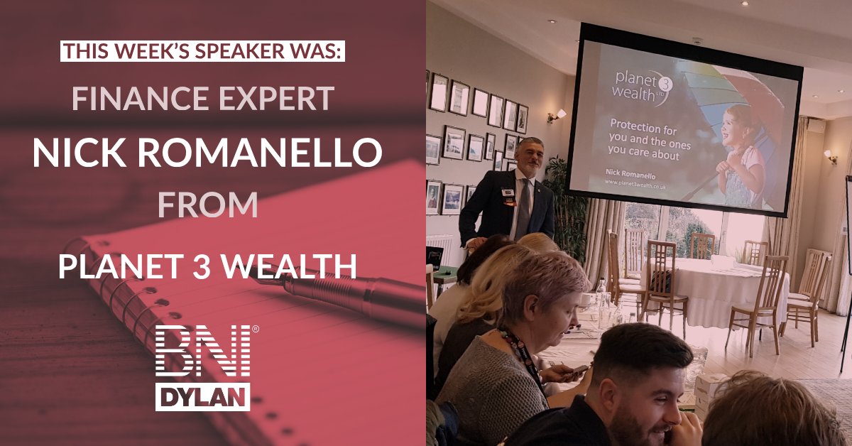 Today's speaker was Nick Romanello from Planet 3 Wealth. An independent finance advice company. If you are looking to streamline your finances or want advice to help plan for your future, then get in touch or send us a message and come meet him next week!