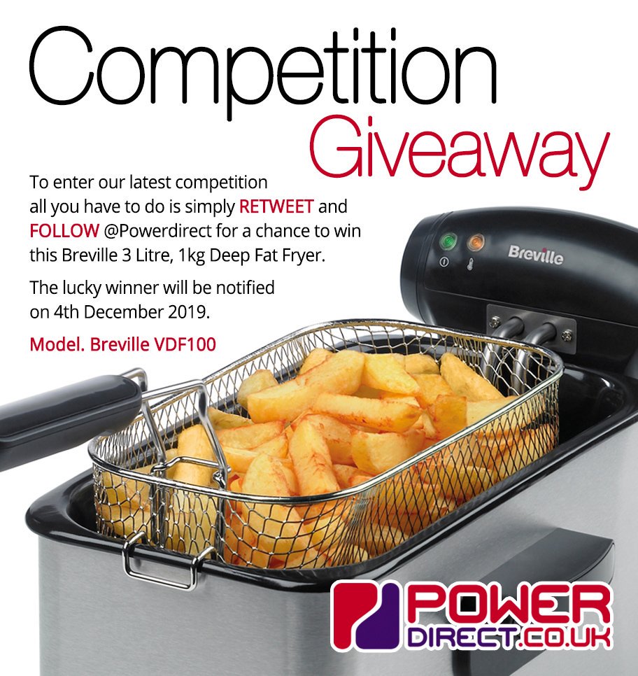 Power Direct (@PowerDirectUK) on Twitter photo 2019-11-14 08:46:50 #Free to Enter @PowerDirectUK #Competition #Giveaway... Simply #RT and #Follow for a chance to #Win a Breville 3 Litre Professional Deep Fat Fryer… #FreebieFriday #FridayMotivation #FridayFeeling #Free to Enter @PowerDirectUK #Competition #Giveaway... Simply #RT and #Follow for a chance to #Win a Breville 3 Litre Professional Deep Fat Fryer… #FreebieFriday #FridayMotivation #FridayFeeling