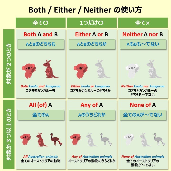 こあたん こあらの学校 Both Either Neither の使い方 こあたん こあらの学校 Both Either Neither の使い方