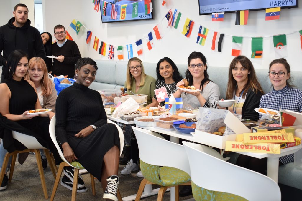 viacomtalent's tweet photo. Our HR team recently hosted an International Food Day with employees bringing in a range of traditional dishes from various countries across the world including American Pumpkin Pie, Jamaican Patties and Venezuelan Quesillo!
#vimntalent #viacomtalent #lifeatviacom #foodforthought https://t.co/w7RFtJOxFo