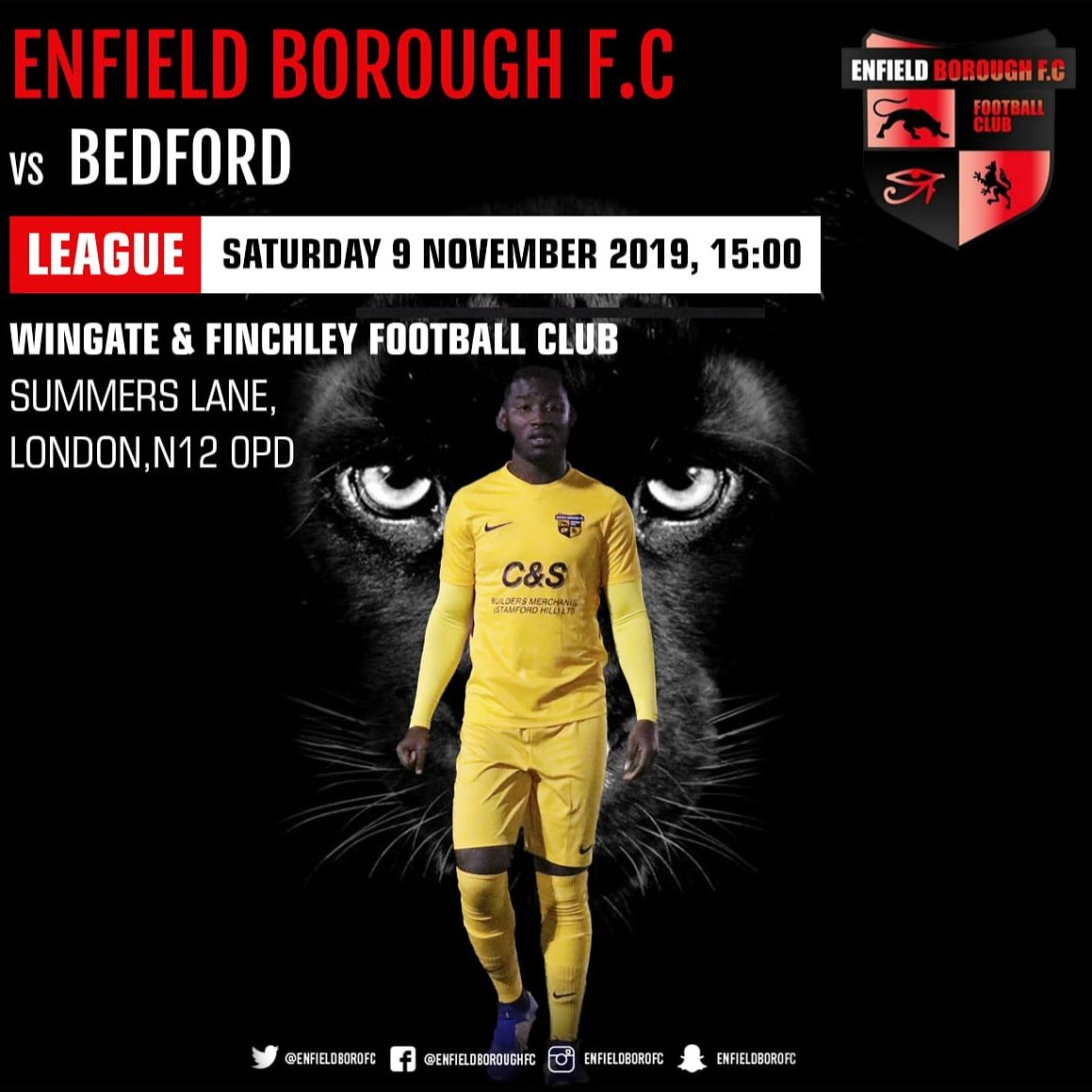 Join us at Maurice Rebak Stadium on Saturday. We take on @fc_bedford in the SSMFL Division One. Come and support the Panthers 🐾 Admission: Adults £6, Students & OAPs £3, Under 16s Free