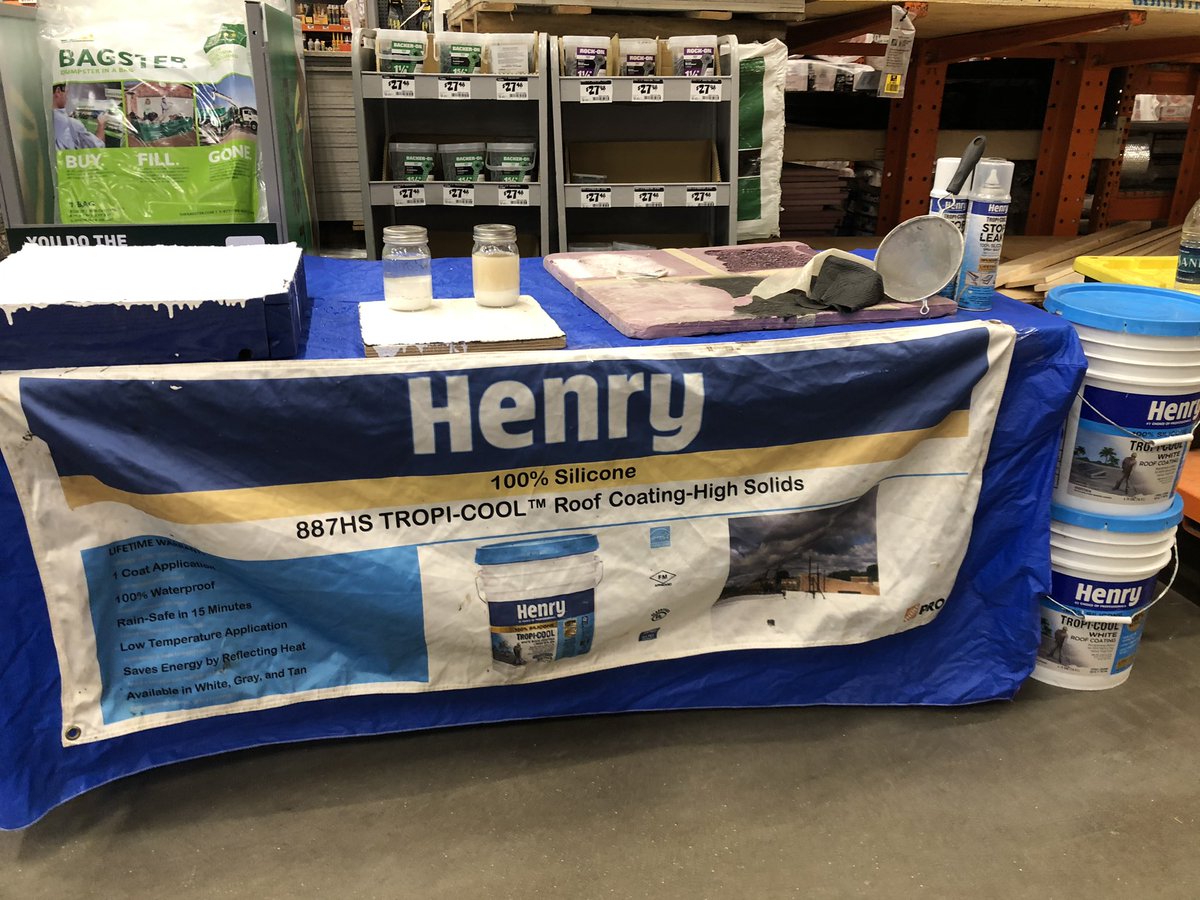 HenryCoChicago's tweet photo. Live demos now at Home Depot 1974  Armitage and Cicero. Come see first hand how to apply Henry Tropi-Cool and waterproof your home before the wet snow hits! @MarkVel85956494 @ghutch1988 https://t.co/QD9coUkyZY