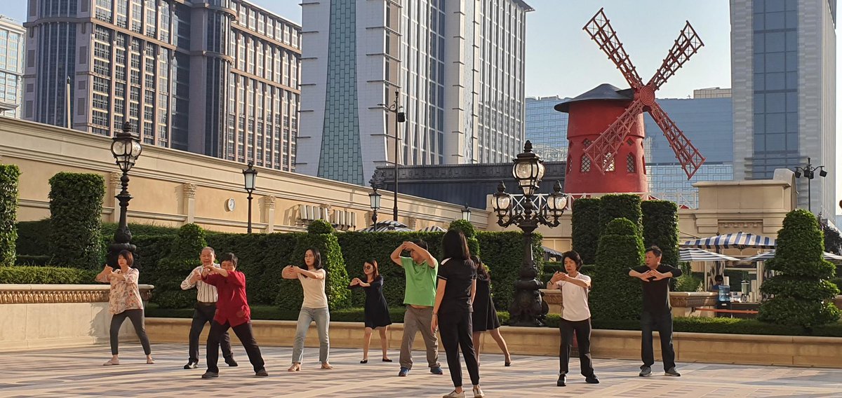 pcmahq's tweet photo. A strong contender for the coolest picture from #PCMAAC: Tai Chi in Paris at the #parisianmacao! https://t.co/KfZuLRDMiR