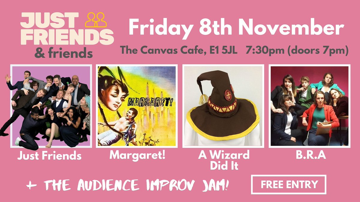 JustFriendsYeah's tweet image. Tonight at @TheCanvasCafe! We've got @MargaretImprov, B.R.A, A Wizard Did It, @JustFriendsYeah and YOU - join us: facebook.com/events/4726032…