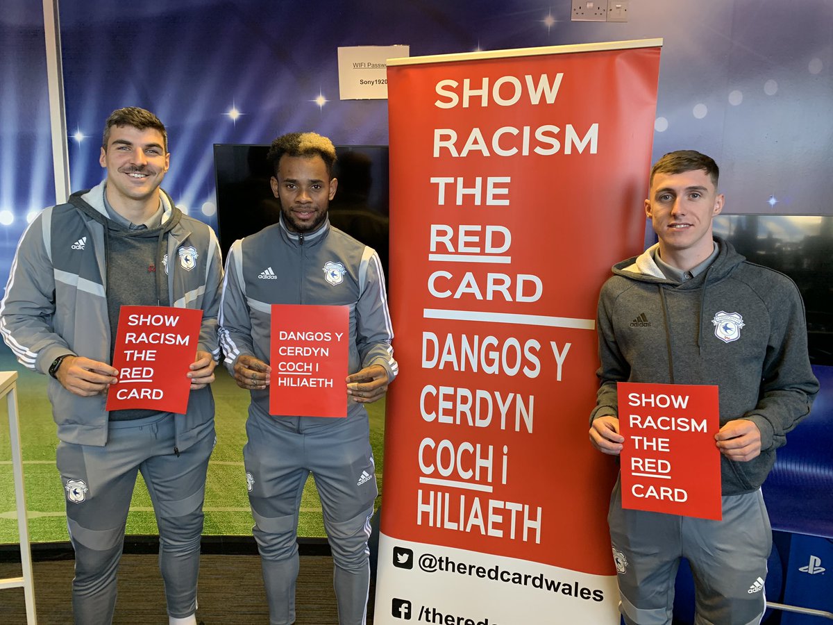 Thanks you to <a href="/CardiffCityFC/">Cardiff City FC</a> for hosting our educational club event today &amp; to <a href="/Callump7/">Callum Paterson</a> @gavinwhyte8 &amp; Leonardo Bacuna for answering questions about racism in football &amp; society from pupils <a href="/dinaspowysps/">DinasPowysPrimary</a> &amp; supporting our campaign <a href="/VOGEquality/">Vale Equalities</a>