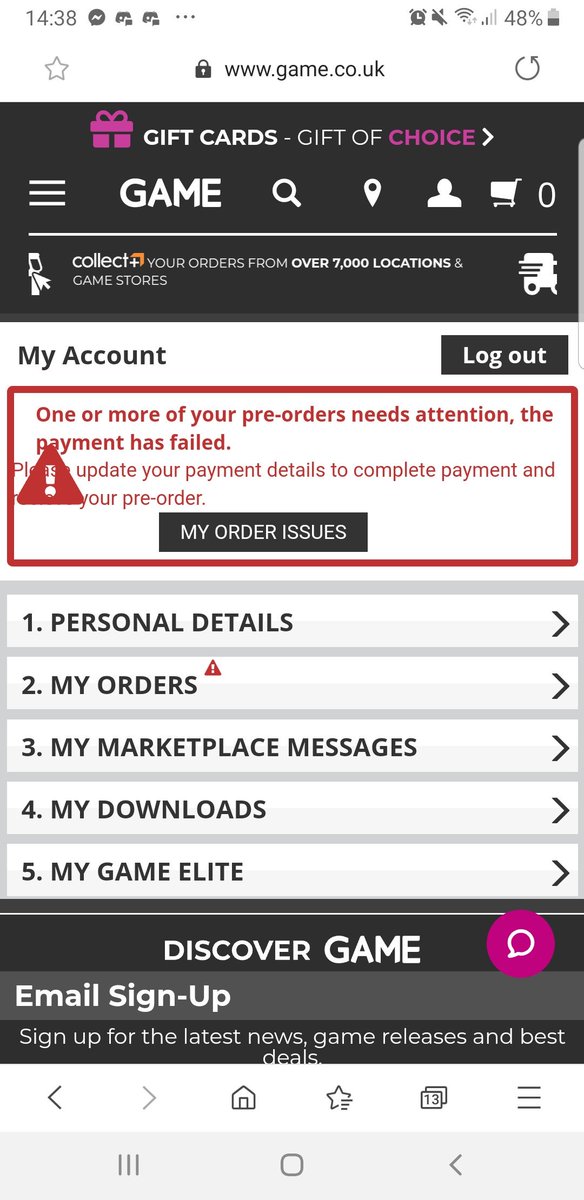 MichaelaElse's tweet image. So much for pre-ordering NFS: Heat for Christmas... sort it out @GAMEdigital (It isnt an issue with my bank nor my funds)