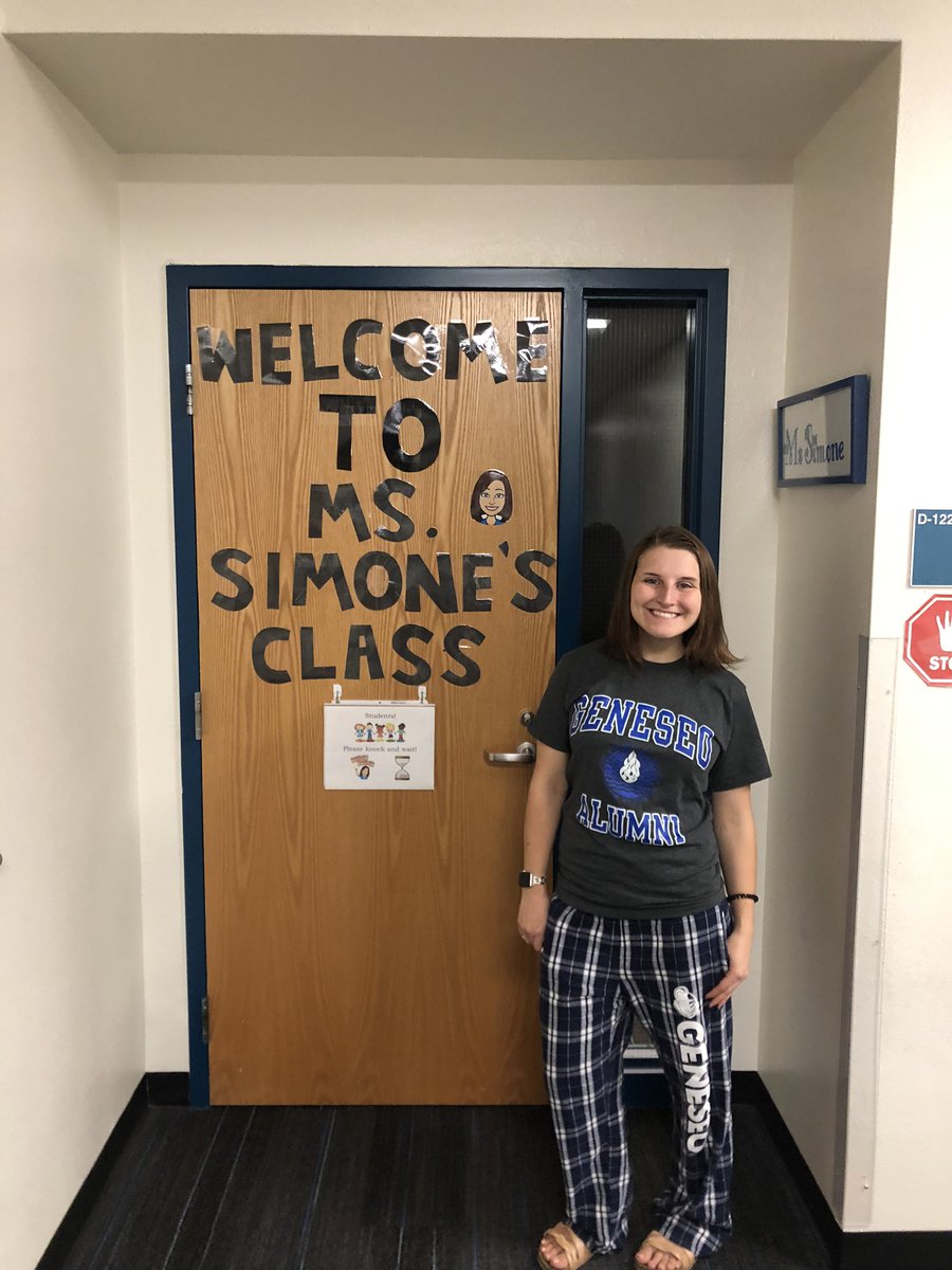 MsJsimone's tweet image. Representing @SUNYGeneseo on Pajama Day at school! @CamelviewMSD38 #teacher #spedteacher #phx