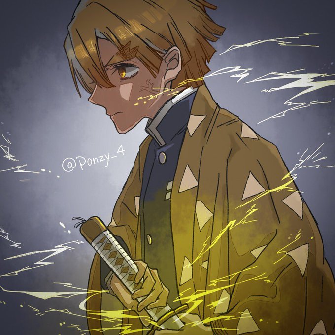 ぽん酢さんがTwitterに投稿した我妻善逸(鬼滅の刃)のイラスト。