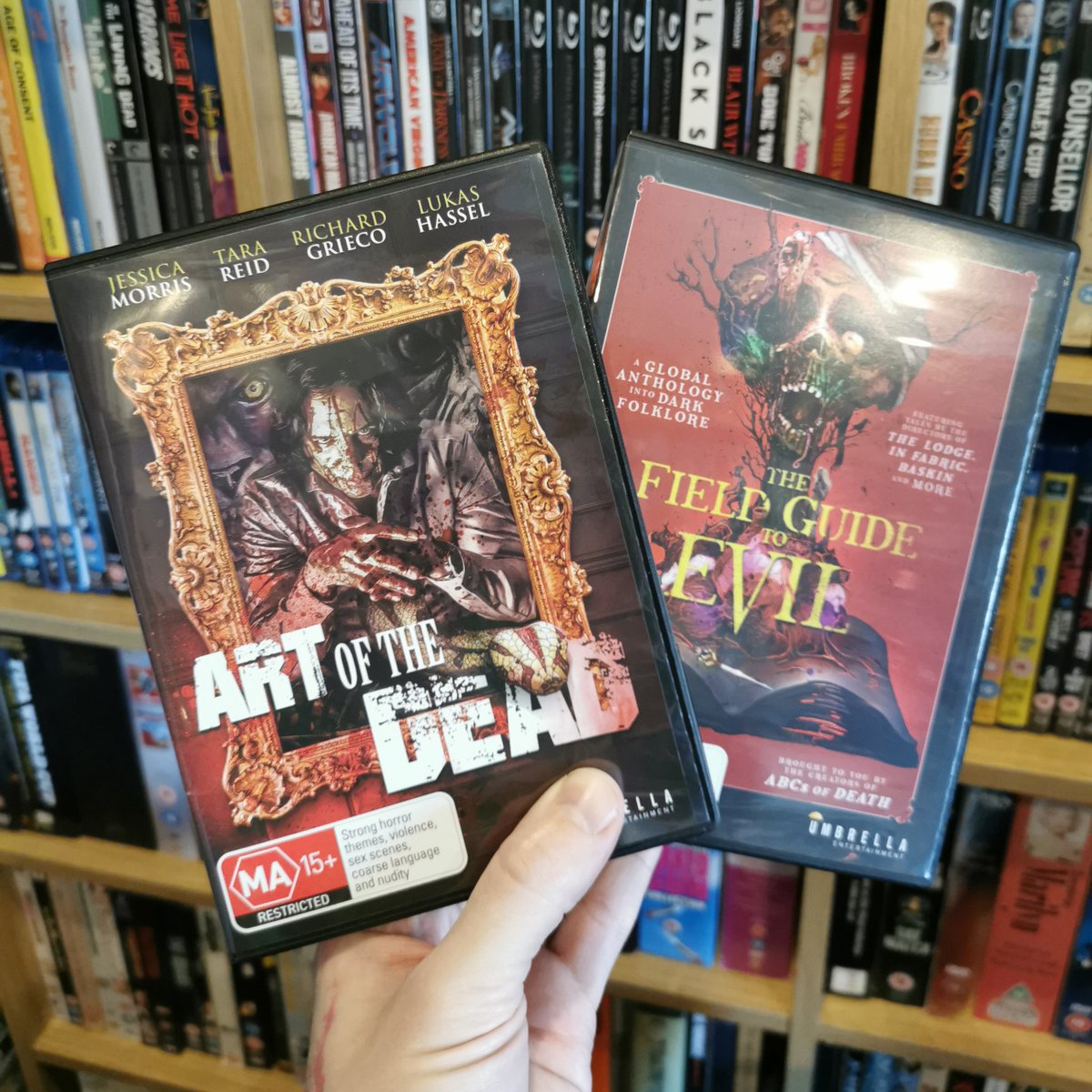 movievaultthe's tweet photo. Thanks @UmbrellaEnt watch out for reviews on the channel soon... #artofthedead #thefieldguidetoevil #UmbrellaEntertainment #upinthebooth https://t.co/hb4VkVYTQu