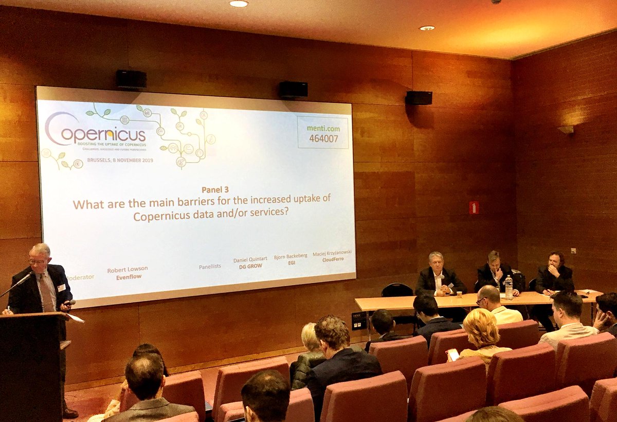 eo_services's tweet photo. Retweet @ CopernicusLand: RT earsc: EARSC Director, Maciej Krzyzanowski from CloudFerro is on Panel 3 exchanging on understanding technical and organisational barriers for the increased uptake of #Copernicusdata and services. https://t.co/op9weC3thN