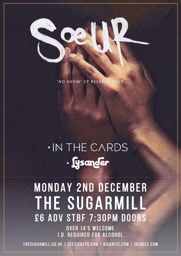 STOKE!

Our next hometown show will be on 2nd December at <a href="/SugarmillStoke/">The Sugarmill</a> supporting <a href="/soeursoeursoeur/">Sœur</a>!

TICKETS ARE AVAILABLE NOW! Drop in to our DM’s.

See you there!