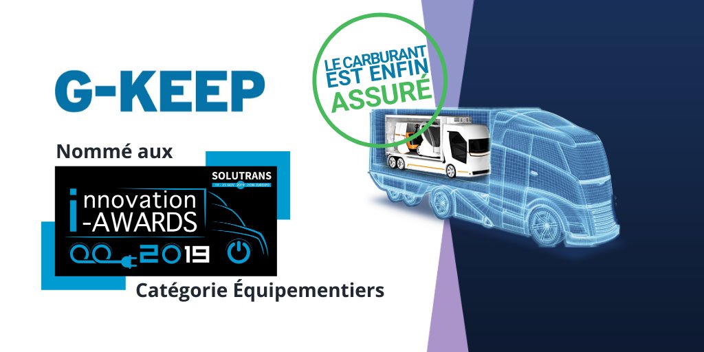 GKEEP_France's tweet image. Nous sommes fiers de faire partie des entreprises nommées aux I-nnovation awards 2019 🏆 de @Solutrans récompensant les meilleures solutions innovantes s’appliquant au #transport 🚛. Rendez-vous pendant le salon pour connaître les gagnants...
#Solutrans #CarburantConnecté