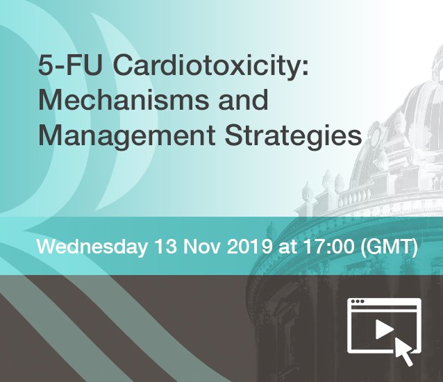 radcliffeCARDIO's tweet photo. Want to learn about mechanisms of cardiac toxicities, complications of 5-FU, current/potential future treatment options? Our next #RCwebinar w/ @arjunkg & @DrMarkWestwood1 is for you! 😊
Register here 👉 https://t.co/VJye1X0qdH
Pls RT @DrRyanPDaly @PrevCardioOnc @AnaBaracCardio https://t.co/l8fte90O4f