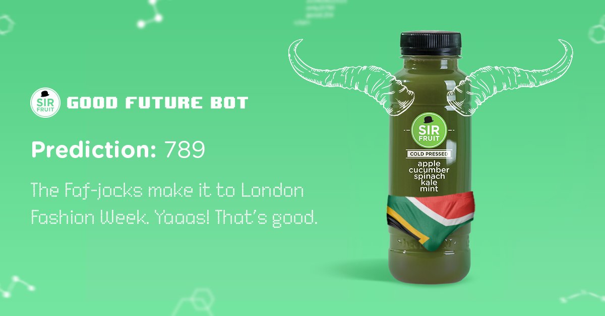 The SA speedo isn’t the only thing trending🔥 So are good future predictions. Share your prediction and WIN Summer Supply of Sir Fruit 🍏goodfuturebot.com #SpringbokRugby #GoodFutureBot #faf #ProudlySouthAfrican #rugbyworldcup2019 #BokFriday