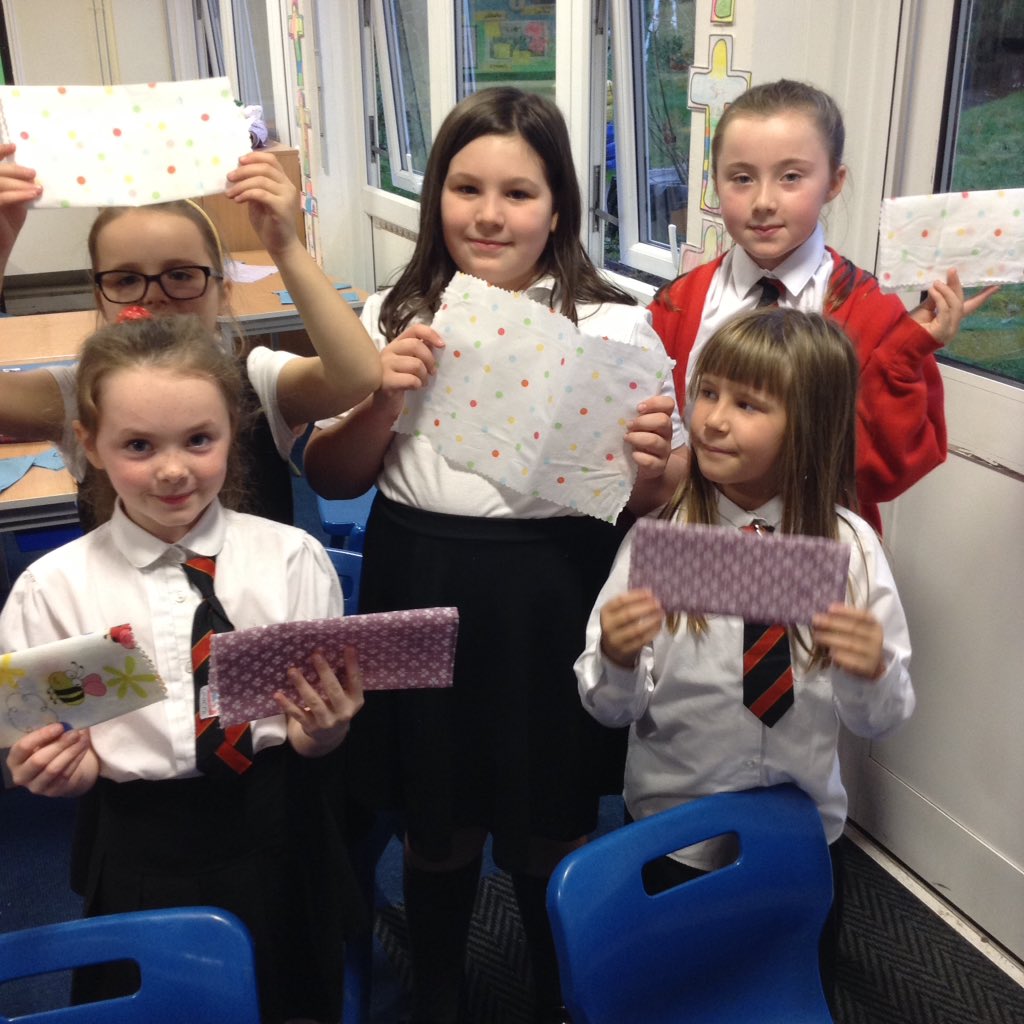 stgregorys_y4's tweet photo. After watching #bbcblueplanet we wanted to make our own beeswax wraps to avoid cling film @HughFearnleyW #ourplasticfeedback https://t.co/EOneNw365K
