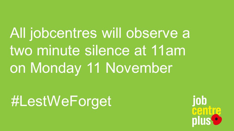 JCPinMerseyside's tweet image. All jobcentres will observe a two minute silence at 11am on Monday 11 November

#LestWeForget