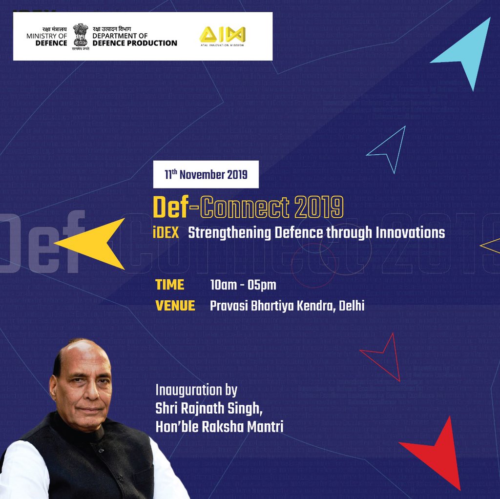 sjaju1's tweet image. Shri Ajay Kumar, Defence Secretary who conceptualised and operationalised @India_iDEX would deliver the Special Address in the inaugural session of #DefConnect on 11th Nov 2019. @drajaykumar_ias @DefenceMinIndia @DefProdnIndia @SpokespersonMoD @startupindia @AIMtoInnovate