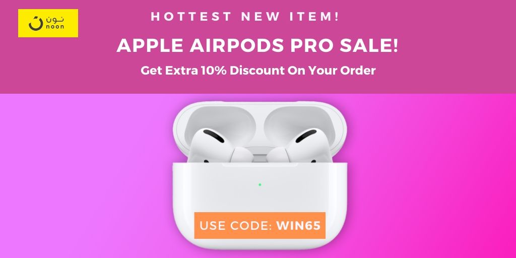 MabruqqCoupons on Twitter: "Shop new launch Apple Airpods at @noonuae  online store and get extra 10% discount on your purchase. Shop Now! Use Code:  WIN65 #airpods #iphone #apple #appleairpods #noon #UAE #Mabruqq #
