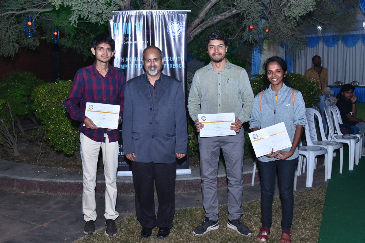 CSAW 2019 results of two competitive events – Applied Research Competition (ARC) &amp; Embedded Security Challenge (ESC).
The winners are as follows:
Applied Research Competition:
1st Sharad Joshi, IIT Gandhinagar
2nd Manaar Alam, IIT Kharagpur
3rd Keerthi K, IIT Madras
 #thatsIITK