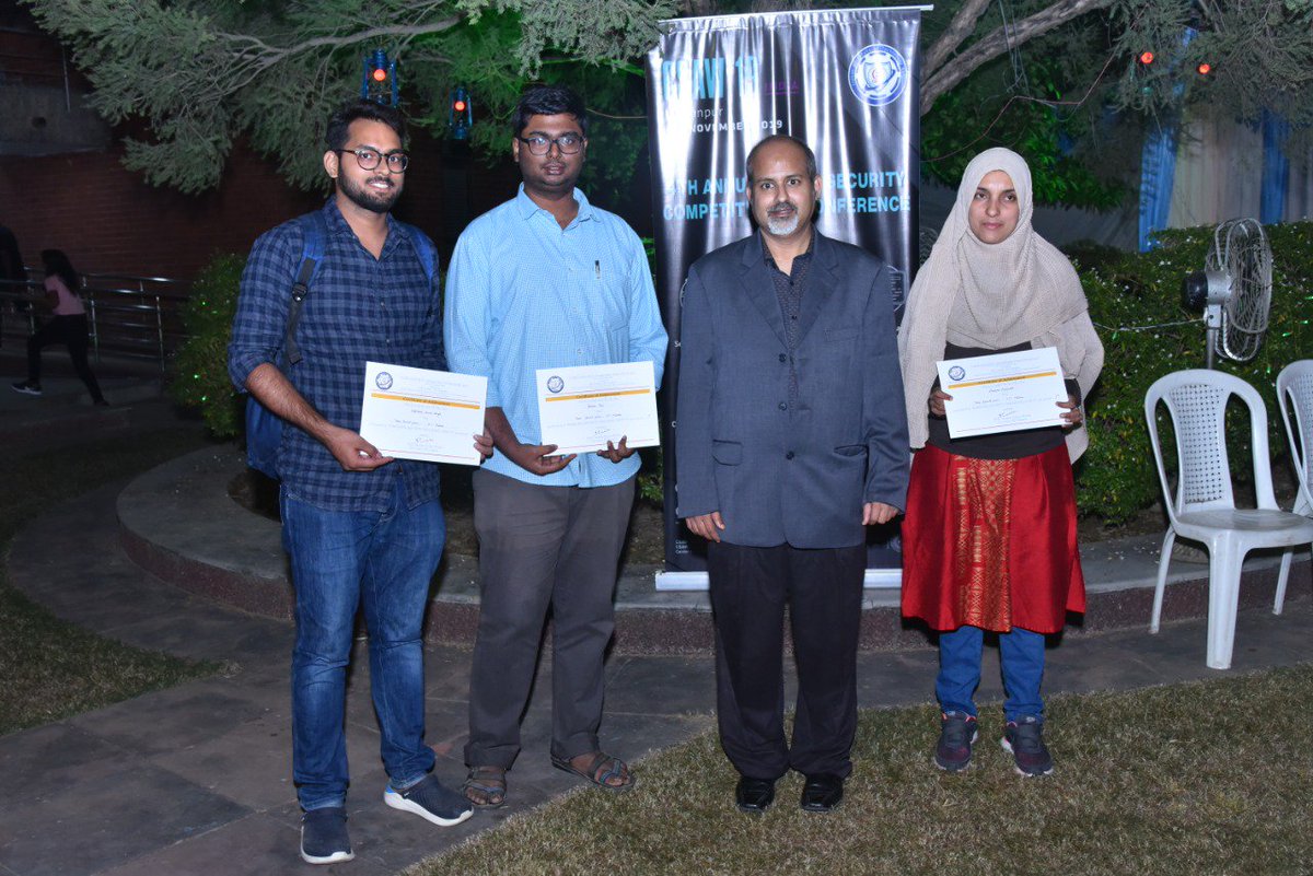 Embedded Security Challenge:
1st IIT Madras, Sareena karapoola, Nikhilesh Kumar Singh, Gokulan Ravi (Team Kernel Panic) 
2nd CUSAT, Akhil P, Ajai John, Gisha C.G., Deepa Mathew (Team Inspira)
3rd IIT Dharwad, Arpit Agrawal, Jay Garchar, Anudeep Tubati, Rohan Shrothrium
#CSAW