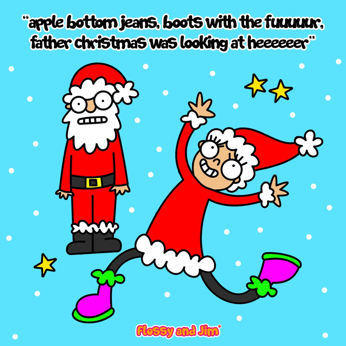 FlossyandJim's tweet photo. Getting in the Christmas mood with new designs today...anyone else remember the original song? 😂 🤣 

#bootswiththefur #ChristmasIsComing #Christmas2019 #ChristmasCountdown #illustration #illustratorsofinstagram https://t.co/3jZ99ZzJMA
