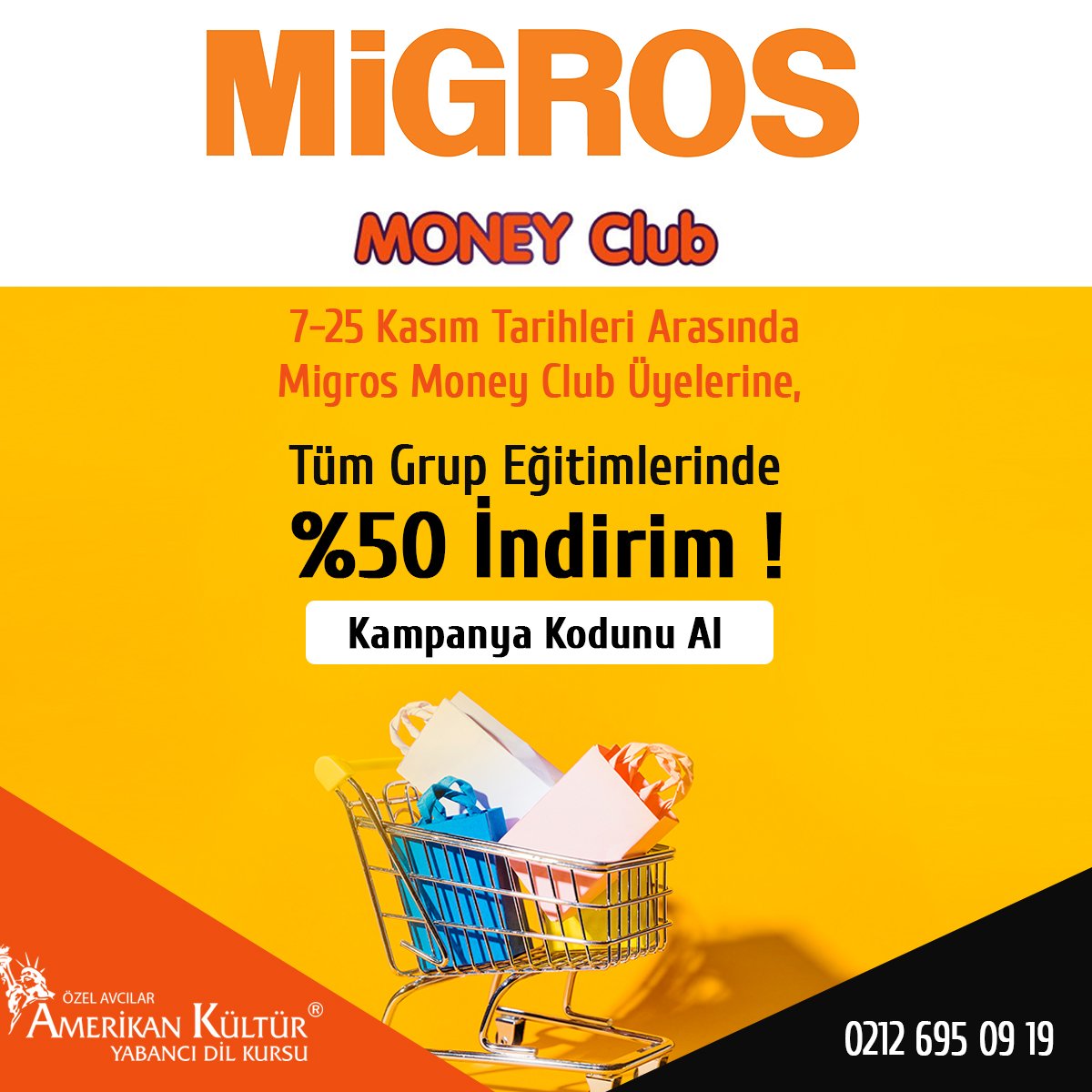 7-25 Kasım tarihleri arasında Migros money club üyelerine tüm grup eğitimlerinde %50 indirim !