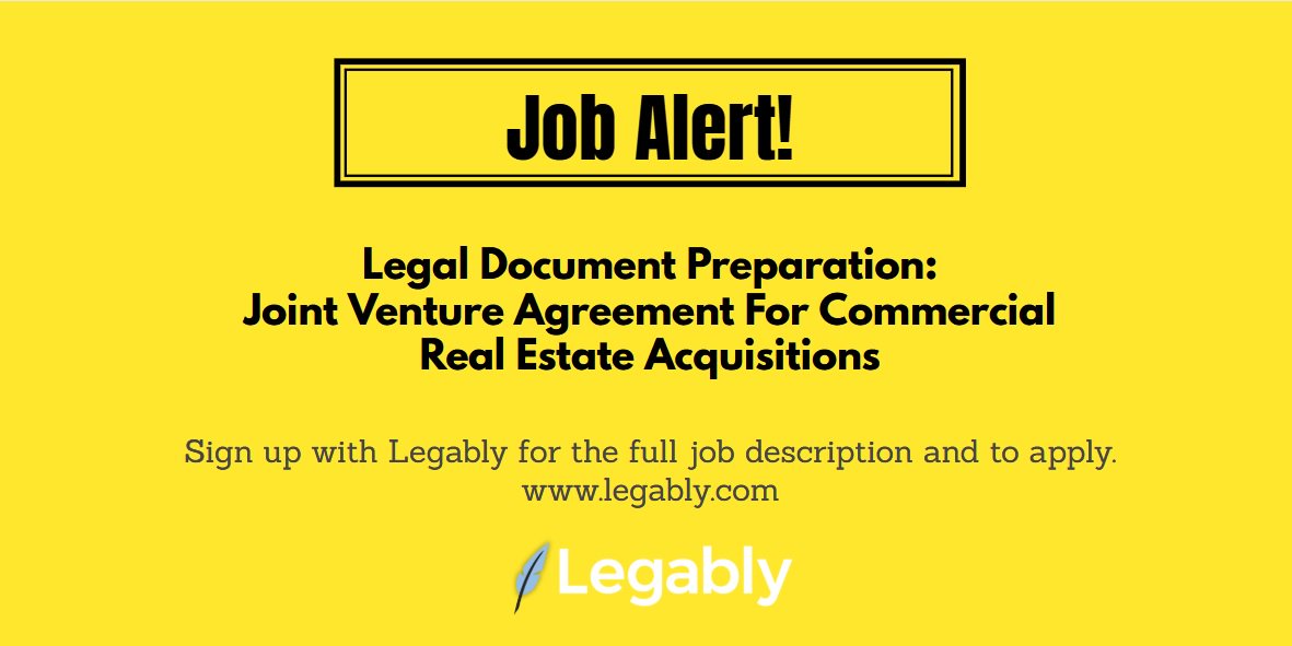 Legably's tweet photo. Real Estate #attorney with experience in commercial real estate acquisitions? Check out this project! #Lawyers #RealEstate #legaldrafting https://t.co/S4luy0itJX