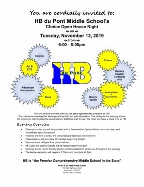 JayBastianelli's tweet photo. Be there or be square! Come check out the βPremier Comprehensive Middle School in Delawareβ. Tuesday, November 12, 2019 from 6 pm - 8 pm. #Ambitious #warriorstrong @HBMSWarriors #ChoiceOpenHouse https://t.co/bvLBIBFpXk