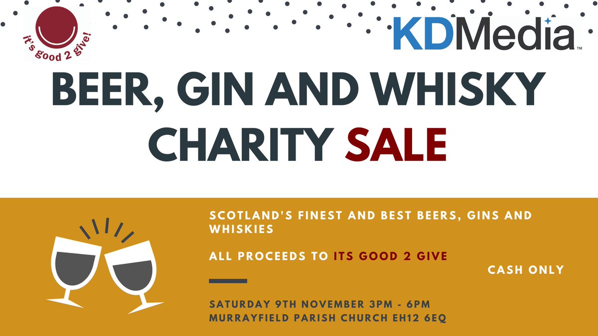 kirstenspeirs's tweet image. Please share.  Tomorrow is our giant Scottish Drinks Sale.  80 whiskies 120 gins 200 beers all being sold at Murrayfield Parish Church with all proceeds going to @itsgood2give Please join us if you can.  #edinburgh #murrayfield #charity #whisky #scotland